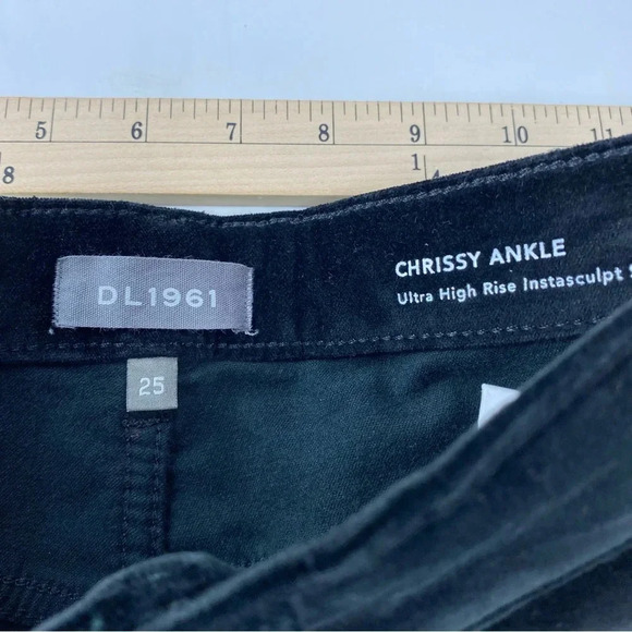 Dl 1961 Womens 25 Black Velvet Chrissy Ultra High Rise Skinny Instasculpt Pants - Picture 8 of 12